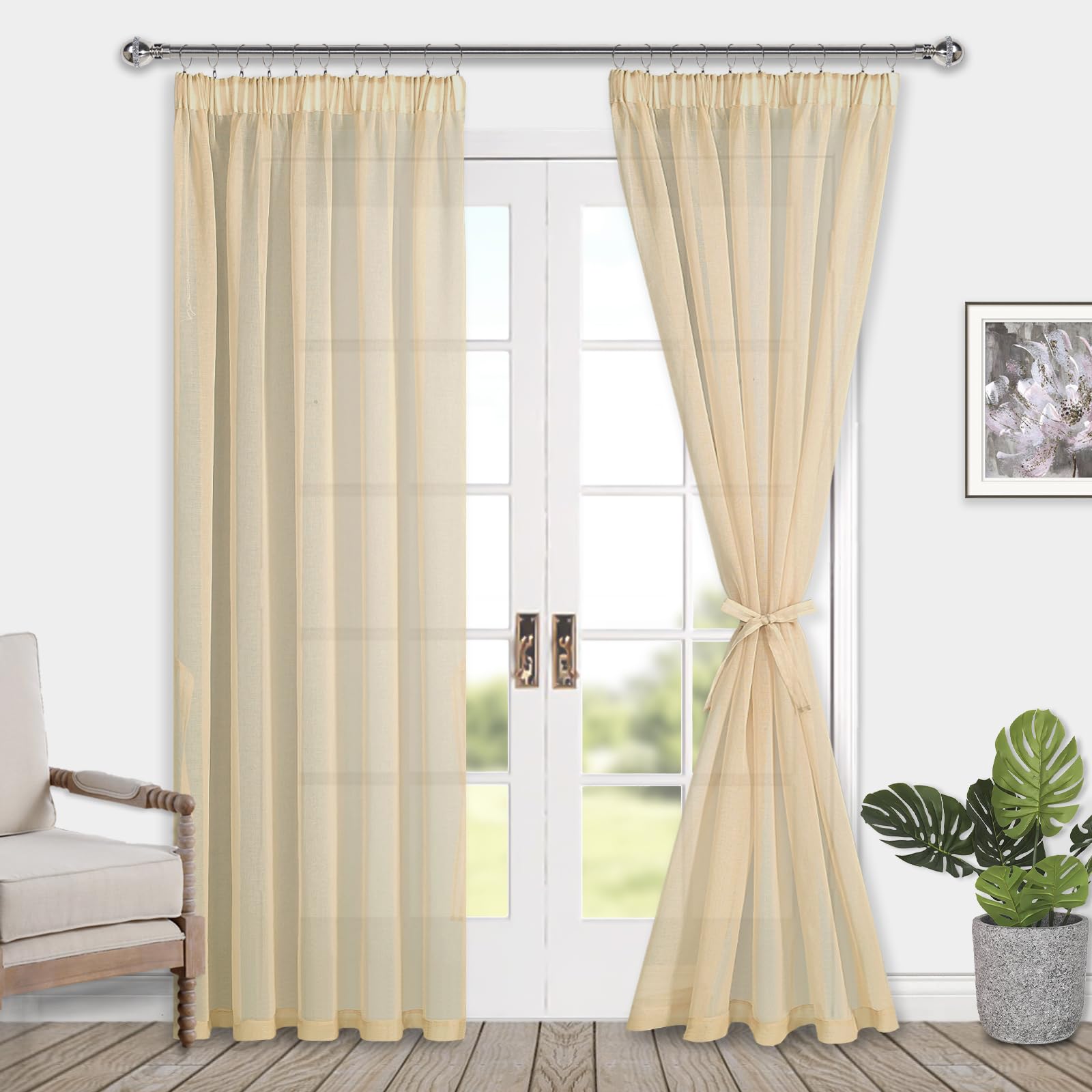 DWCN Sheer Curtains with Tiebacks - DWCN UK